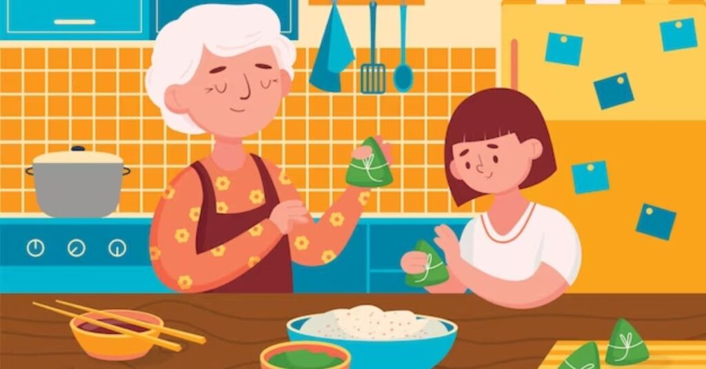 Birtday Story grandma eating food image